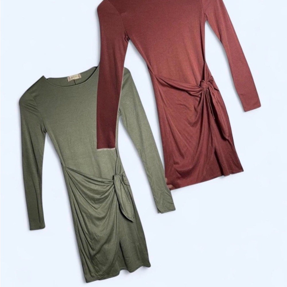 Altar'd State Long Sleeve Dresses in Olive and Rust